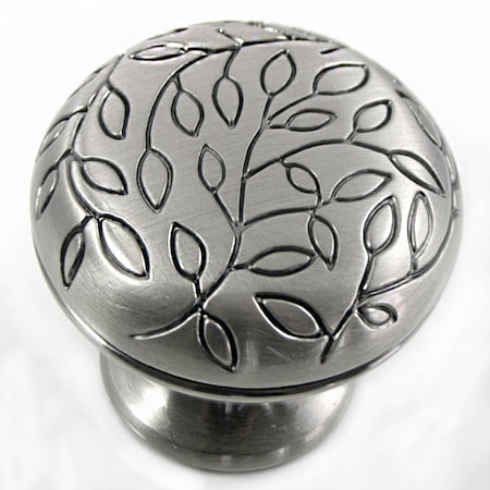 Mng 1 1/4" Round Vine Knob, Satin Antique Silver 10211